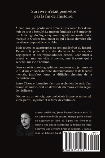 Quatrième de couverture du livre Entre Chaos et Lumière