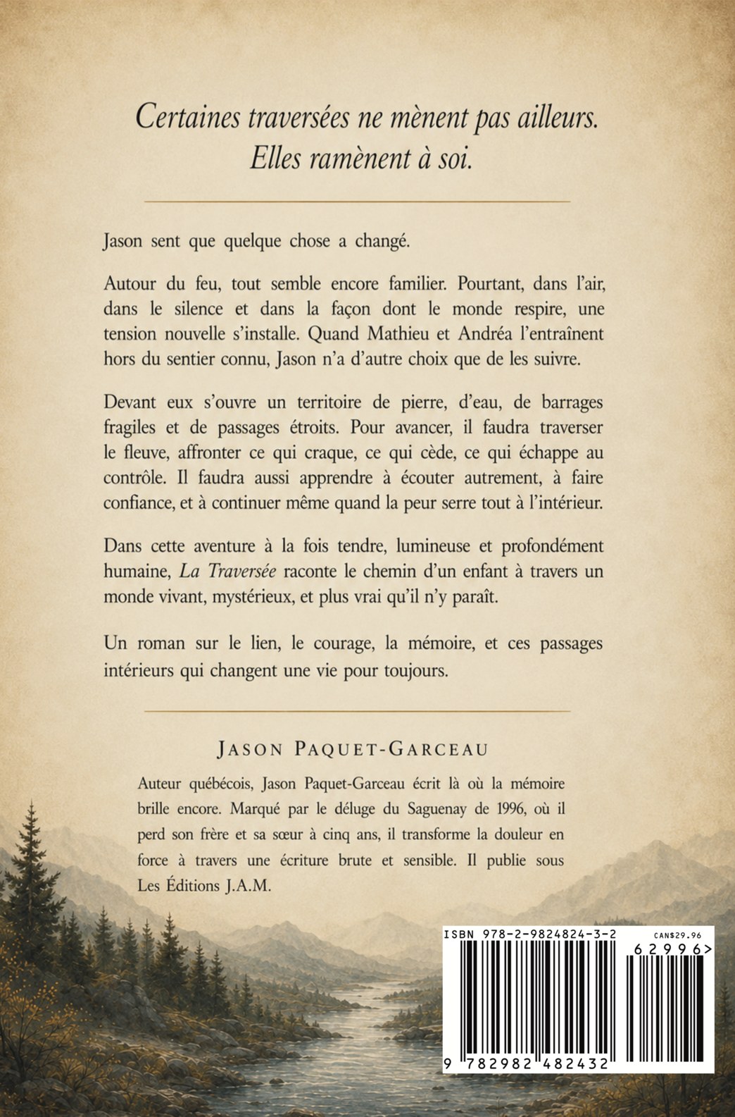 Quatrième de couverture de La Traversée